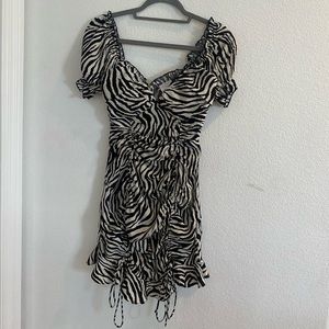 Womens/Teen zebra print dress with cinches on sides